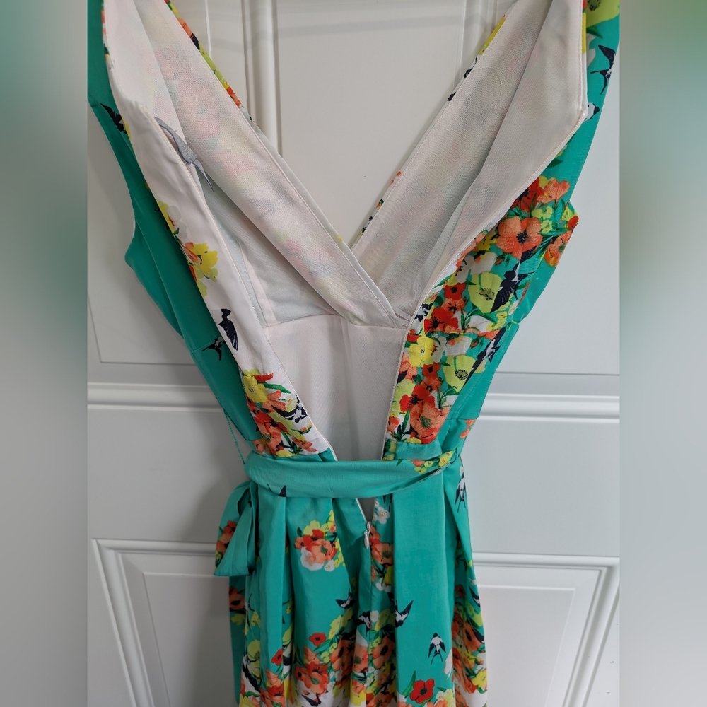 3/$20 Rabbit Rabbit Rabbit Blue Green Sleeveless V-Neck Sundress - Picture 5 of 7